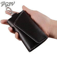 FGSV кошелек для ключей из искусственной кожи, Женский чехол для ключей с застежкой, сумка для ключей, Мужская ключница, органайзер для ключей XF273