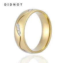 DIDNOT New Arrival Fashion Jewelry Stainless Steel CZ Stone Ring Gold Black Color Wedding Rings For Party Gift Full Size JZ013