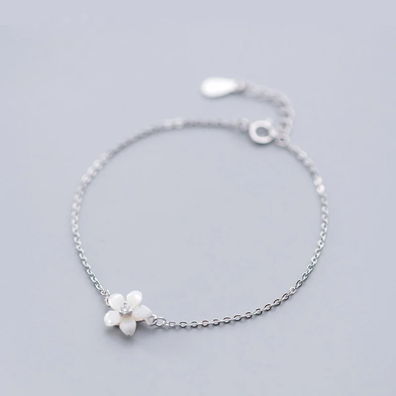 

La MaxZa 925 Sterling Silver Bracelets For Women White Flower Women Bracelet Silver Jewelry Accessories Fashion Prong Setting