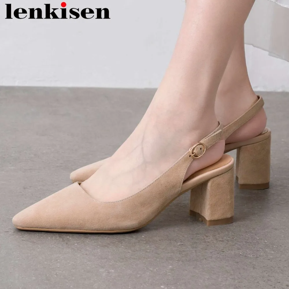 

2019 hot salling concise style new kid suede back band slingback pointed toe oxford buckle strap dance fahion summer sandals L17