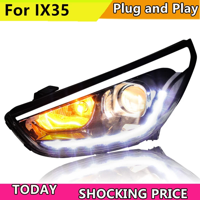 Фара для IX35 новые фары Tuscon 2011-2015 светодиодные DRL би ксеноновые линзы дальний свет