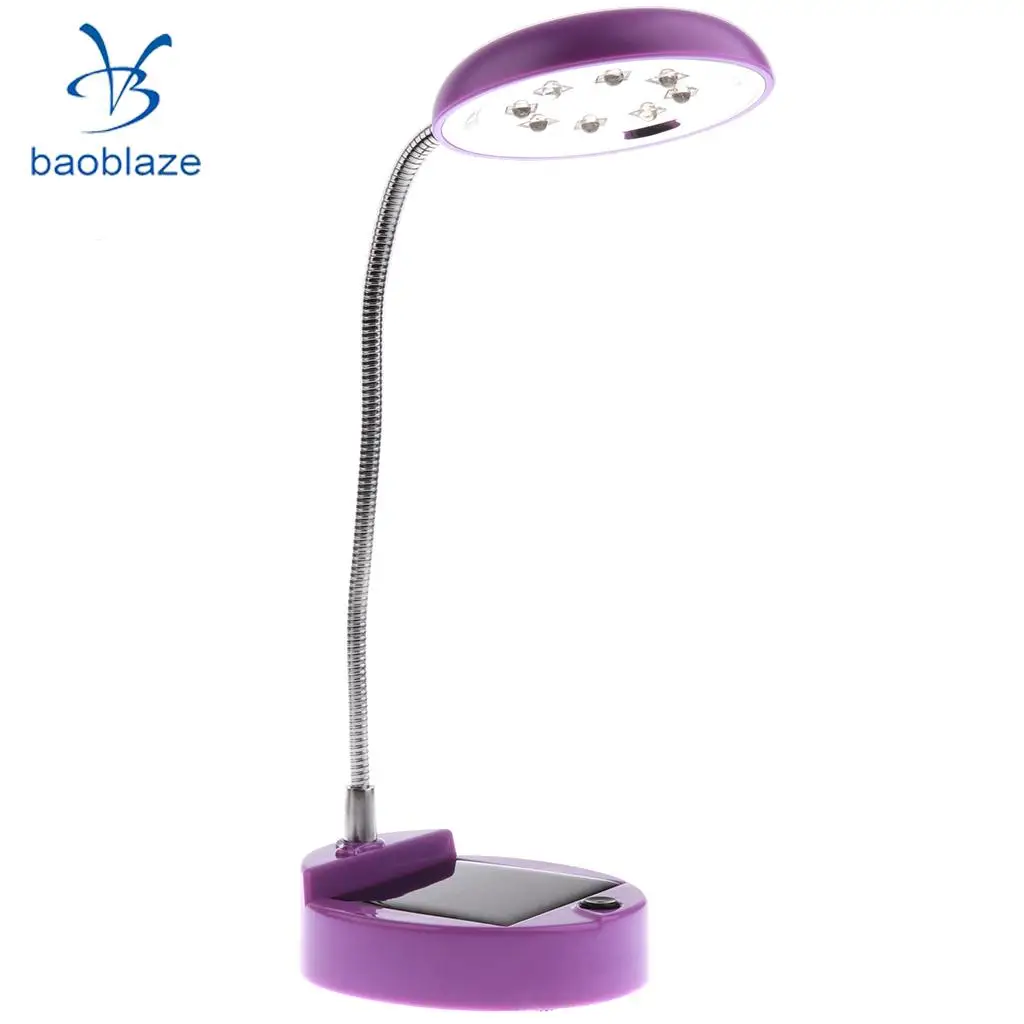 2 Pieces Flexible Gooseneck Style 8 LED Table Lamp Solar / USB Charger Purple