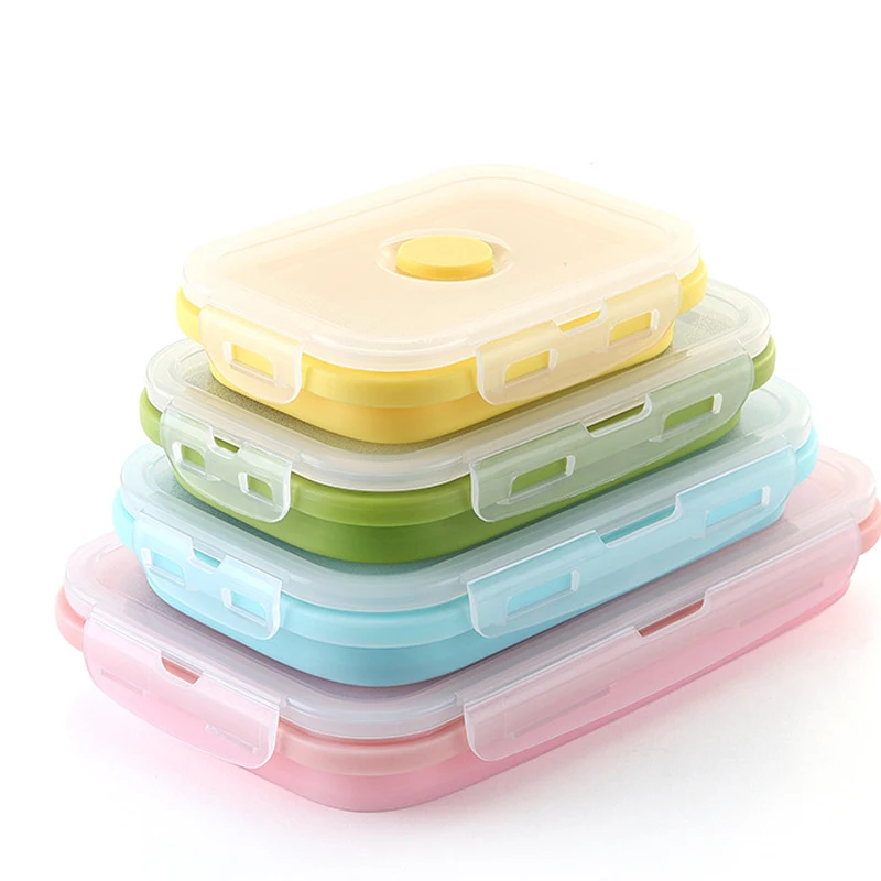 

4pcs Silicone Folding Food Lunch Box Bowl Food Container for Kids Collapsible Lunch Bento Box Meal Prep Warmer Lunchbox