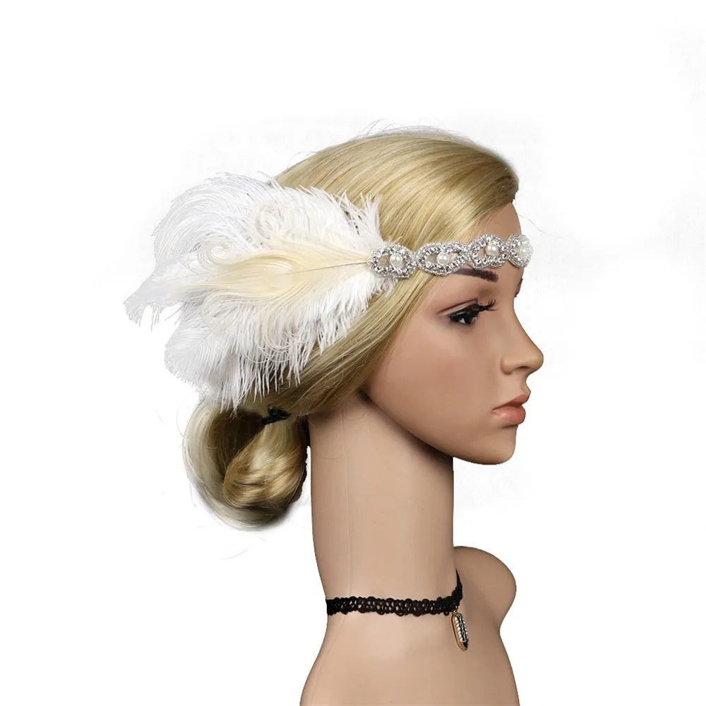 1920s головной убор с перьями, головной убор «Грейт Гэтсби», Винтажные заколки для волос, головной убор для выпускного, аксессуары