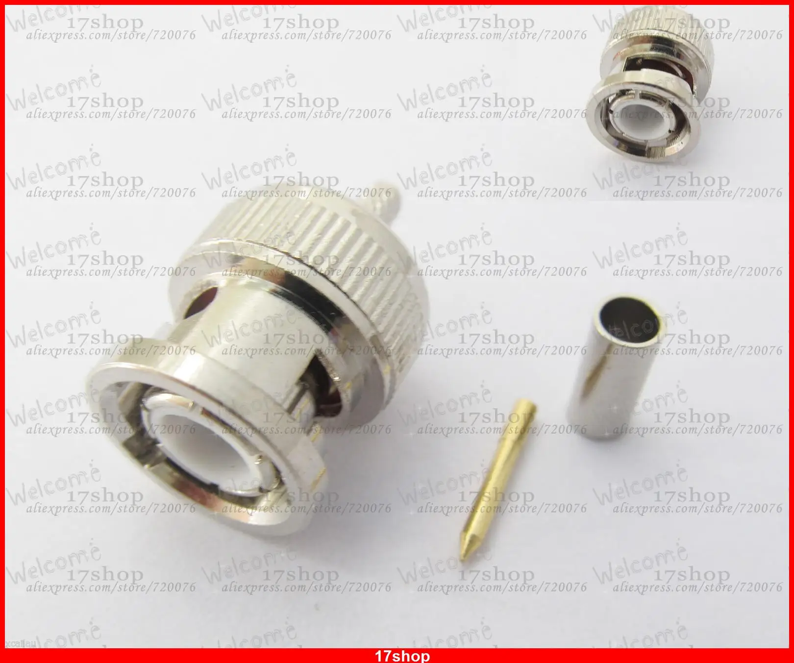 

100pcs x BNC Male Plug Straight Crimp F RG174 RG316 RG179 LMR100 Cable RF Connector