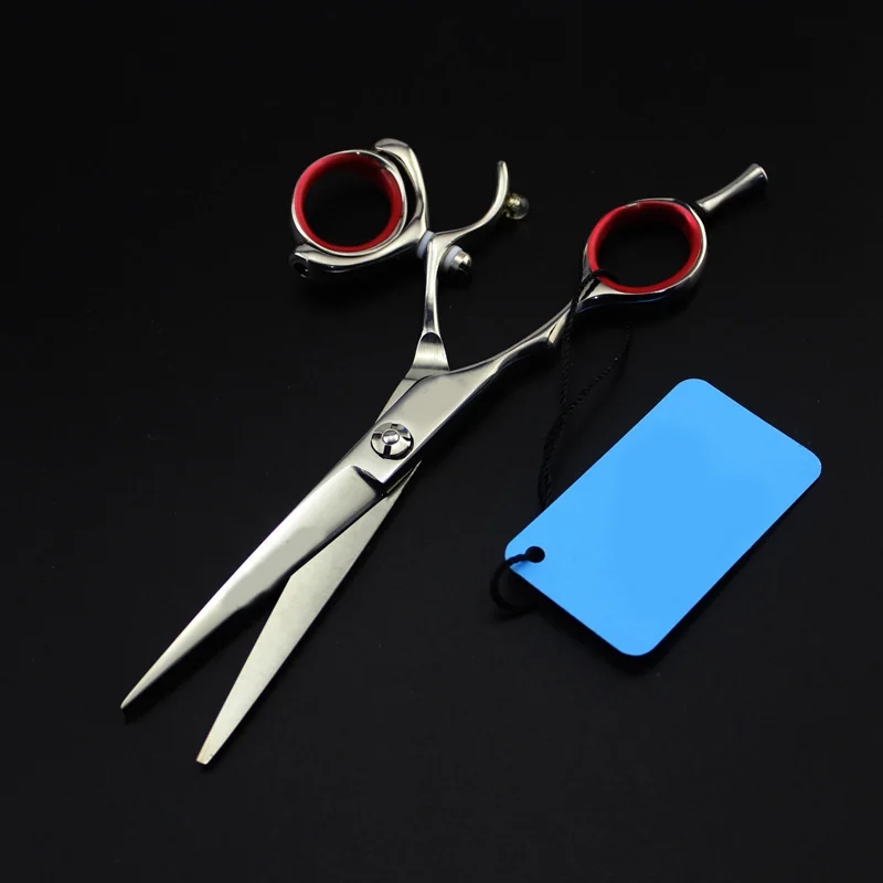 Япония 440C 5,5 дюймов качественные ножницы для стрижки волос левая рука Парикмахерская Вращающаяся ручка Парикмахерские ножницы стрижка волос салон
