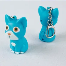 Lovely cute cat LED sound light key chain Creative cartoon gift flashlight widgets bag pendant mix order wholesale