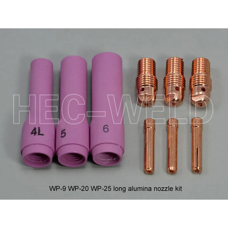 

Soldering iron TIG KIT Long Alumina Nozzle Collet Bodies Fit TIG Torch WP SR PDA DB 9 20 25 9PK