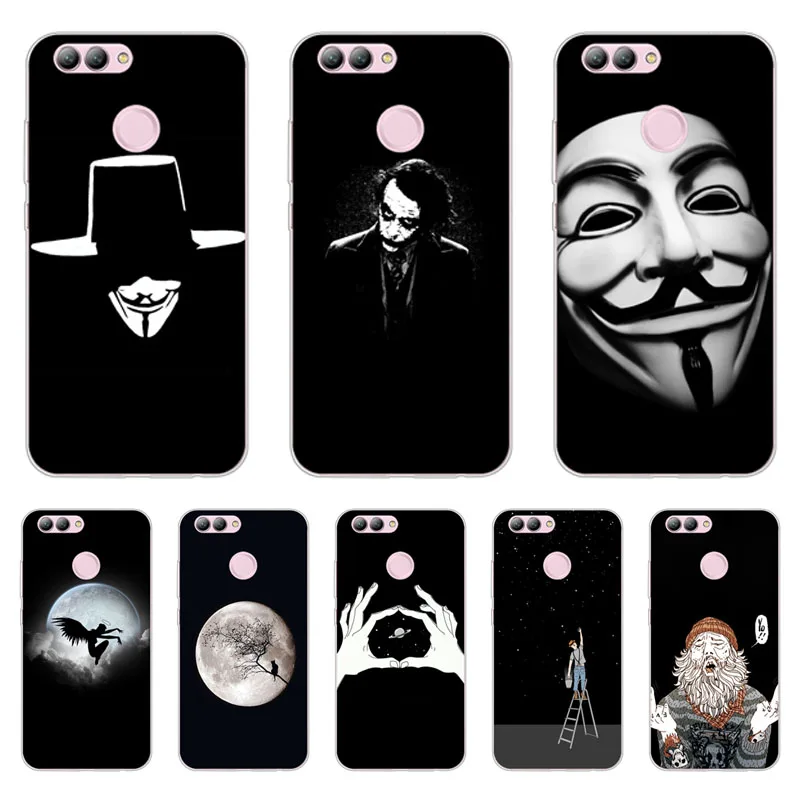 

huawei nova 2 plus Case,Silicon Black graffiti Painting Soft TPU Back Cover for huawei nova 2 Protect Phone cases shell