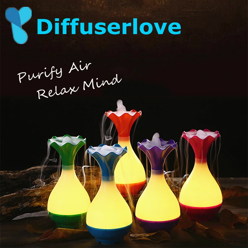 

Diffuserlove 95ml Mini USB Air Humidifier Ultrasonic Essential Oil Diffuser Household Mist Maker 6 Colors Change LED Night Light