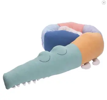 185cm Quality Gray Baby Crib Bumper Pillow Children Crocodile Pillow Cushion Baby Infant Bed Fence Kid's Room Decoration Toys xisayababy nordic style baby bed bumper colorful baby pillow cushion baby bedding crib protector baby room decoration 200cm