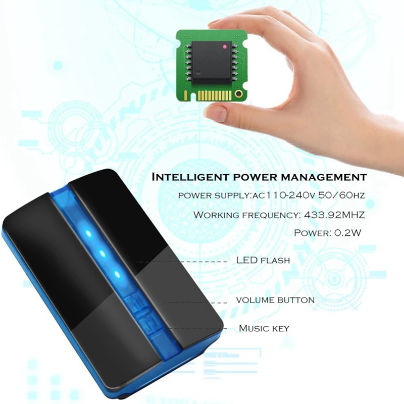 

Wireless Doorbell Led Light Self-Powered Music 1x Button 1x Receiver