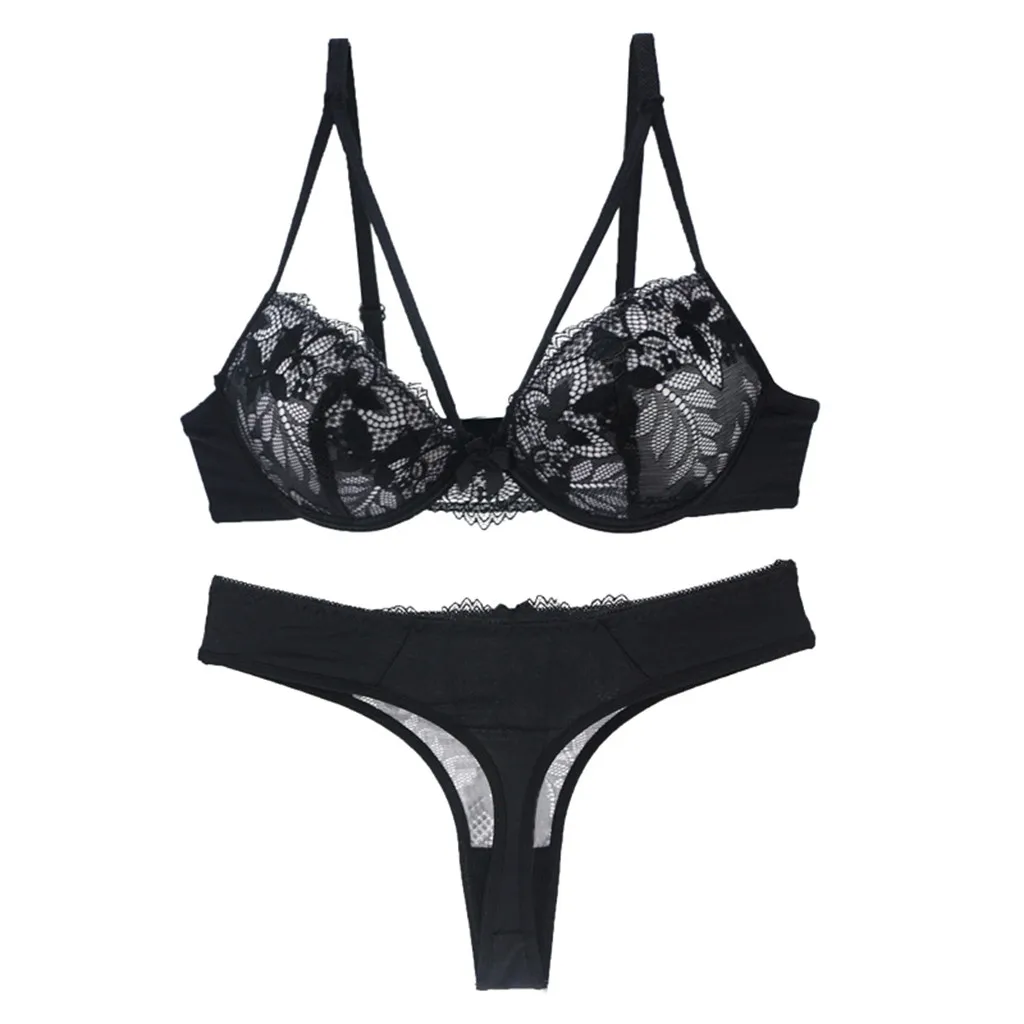 

Women's Underwear Sets Fashionable Female Sexy Lace Bow Print Push Up Bra Underwire Underwear Bralette Set Lingerie Woman z0716