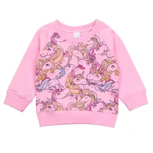 Cute Kids Baby Girls Long Sleeve Cartoon Unicorn Printed Pink Pullover Hoodie Sweatshirt Sweater Unicorn Winter T-shirt Top 1-6T