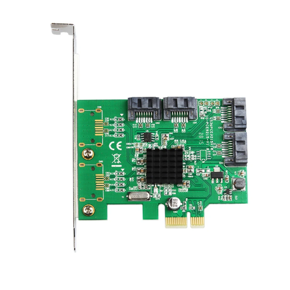 

Expansion 4 Ports Adapter Driver Component SATA 3.0 PCI-e Low Profile Bracket Professional Controller Card Practical Slots