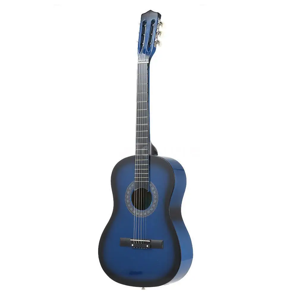 

38" 6-String Acoustic Round Guitar Lightweight for Beginners Kids Color:Blue