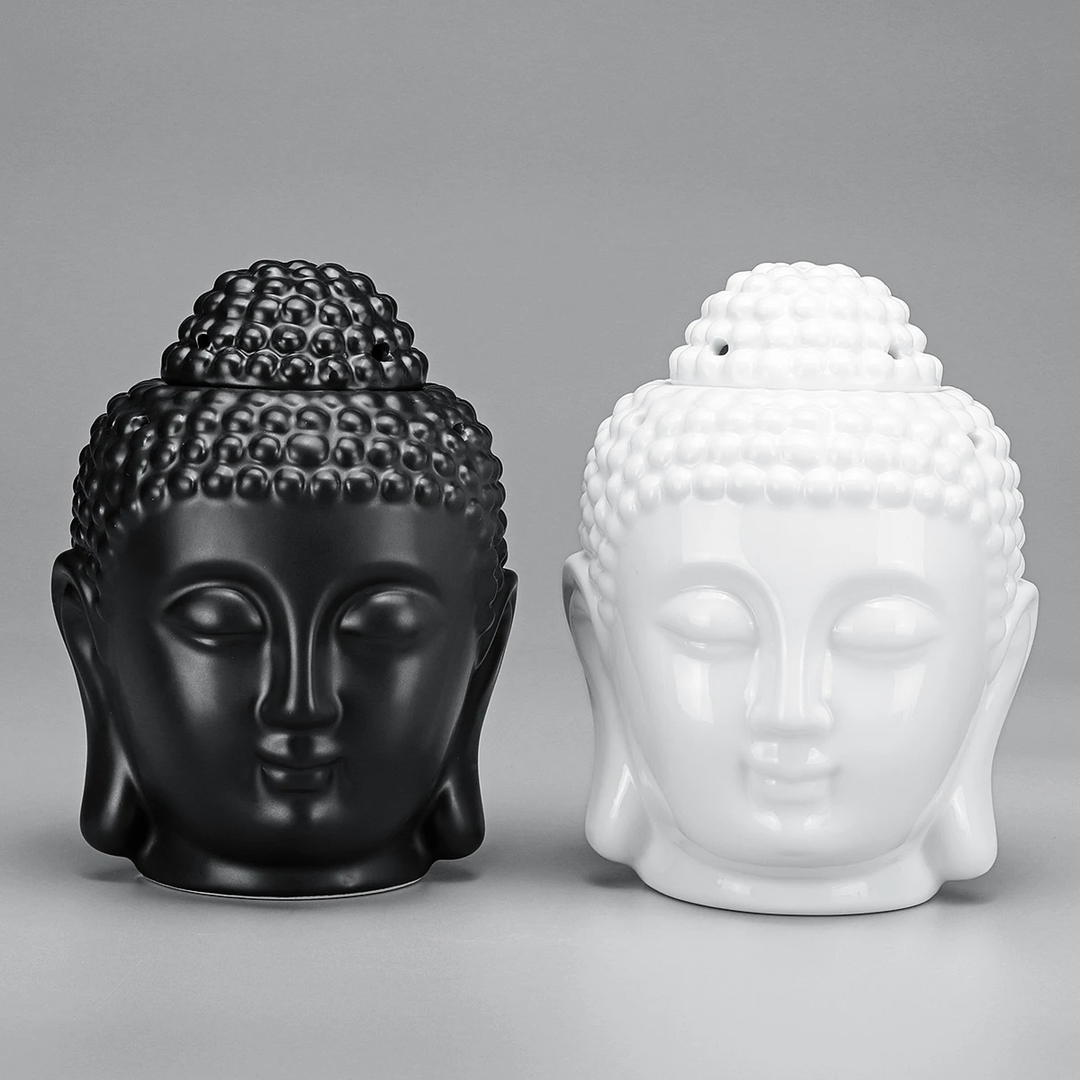 

Aromatherapy Oil Incense Burner Essential Diffuser Humidifier Home Decor Candle Holder Ceramic Black White Buddha Head Burner