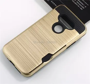 

30pcs/lot Free Shipping Hybrid Armor Silicone+PC wire drawing Cover Case with card slot For LG V20 G6