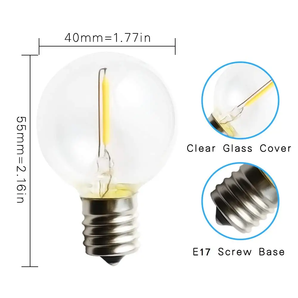 25 шт. G40 1 Ватт светодиодный строка Замена огней лампочки E12 220 V 110 V теплый белый 2700 K светодиодный свет лампочки для замены 7 W лампы накаливания