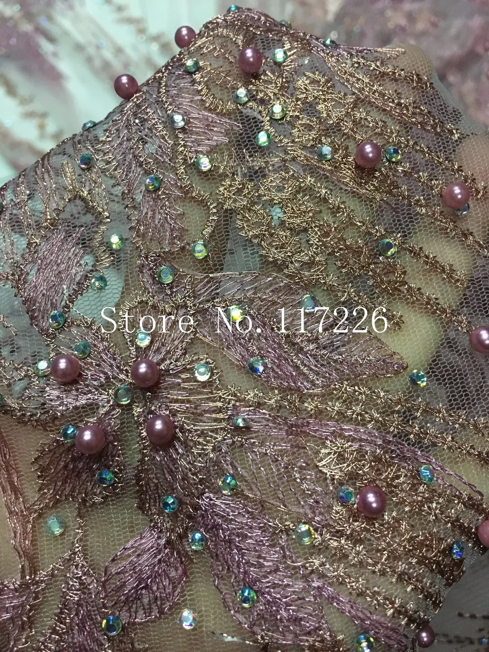 Stock Jrb0013 Beaded Embroidery Tulle Mesh Lace Fabric With Beads And