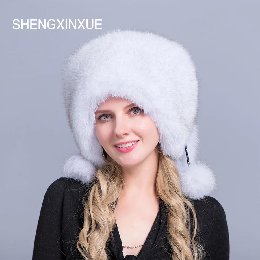 

JIQIUZHANXUEFEI 2019 New Arrival women hats real fox fur pompom hat for women girls