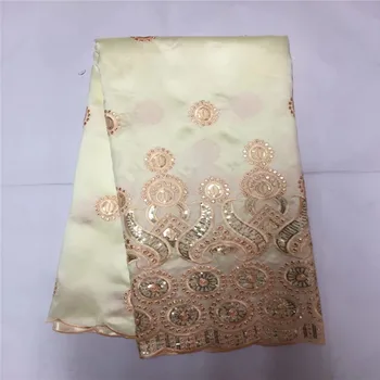 

White African George Fabric Hot Sale Sequins Embroidered Lace Fabric 2019 High Quality Nigerian George Lace 5yards