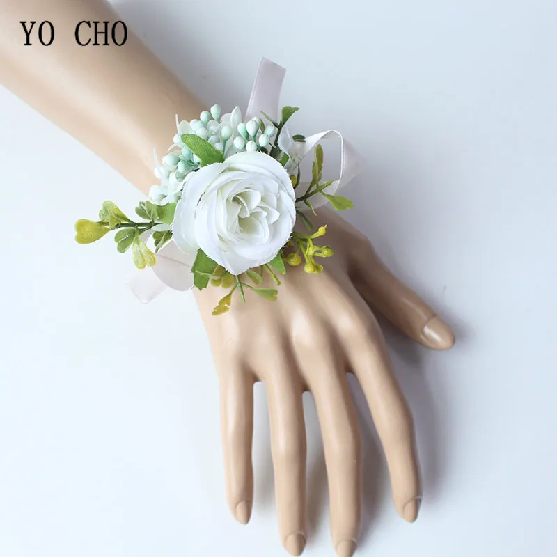 YO CHO Искусственные Шелковые Розы белые свадебные цветы женские браслеты