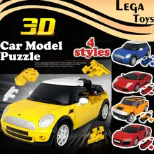 Новые 3D модели автомобилей, хорошего качества 1:32 пластиковые модели автомобиля строительные блоки набор, Детские забавные блоки автомобиля игрушки 4 стиля, 8 цветов