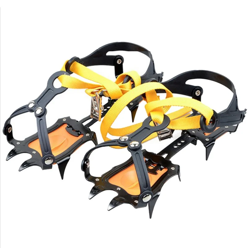 1 пара 10-point Crampons Professional шипы для льда Снежная доска марганцевая сталь накладка против скольжения на льду Лыжный Спорт Восхождение - Цвет: Золотой