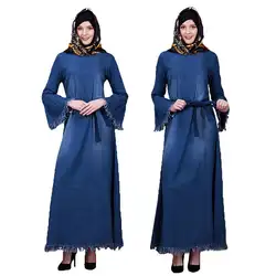 Новая абайя, кафтан, кисточка, длинное платье для женщин, мусульманская бахрома, джинсовые вечерние, Jilbab, исламский халат, платье с