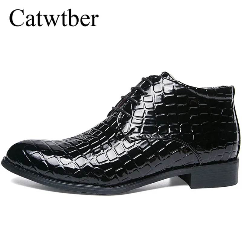 

Catwtber Men Leather Boots Comfortable Lace Up Male Outdoor Soft Fashion Sneakers Black Man Split Leather Business Dress Shoes