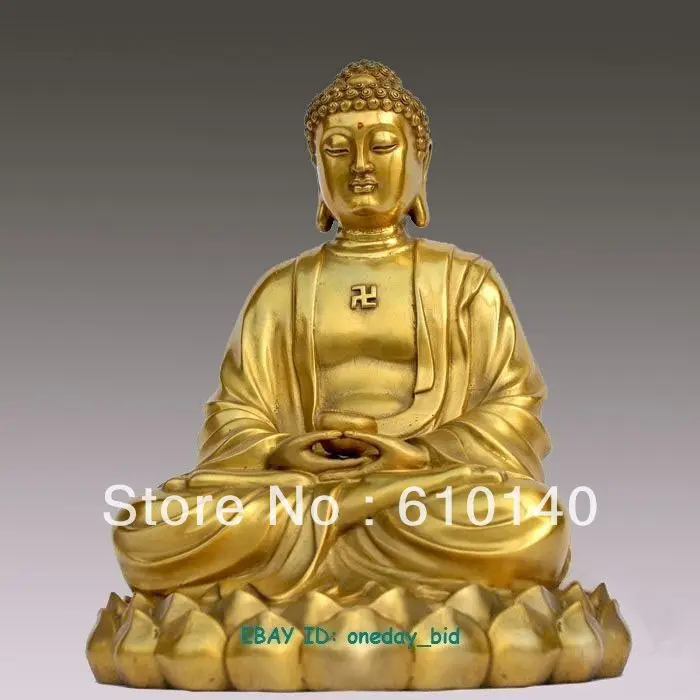 

Large Nice Bronze Brass Sakyamuni Gautama Amitabha Buddha Statue Figure 10"H
