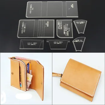 

DONYAMY 1 Set DIY Folded Small Leather Wallet Acrylic Template Leather Craft Sewing Pattern Accessories
