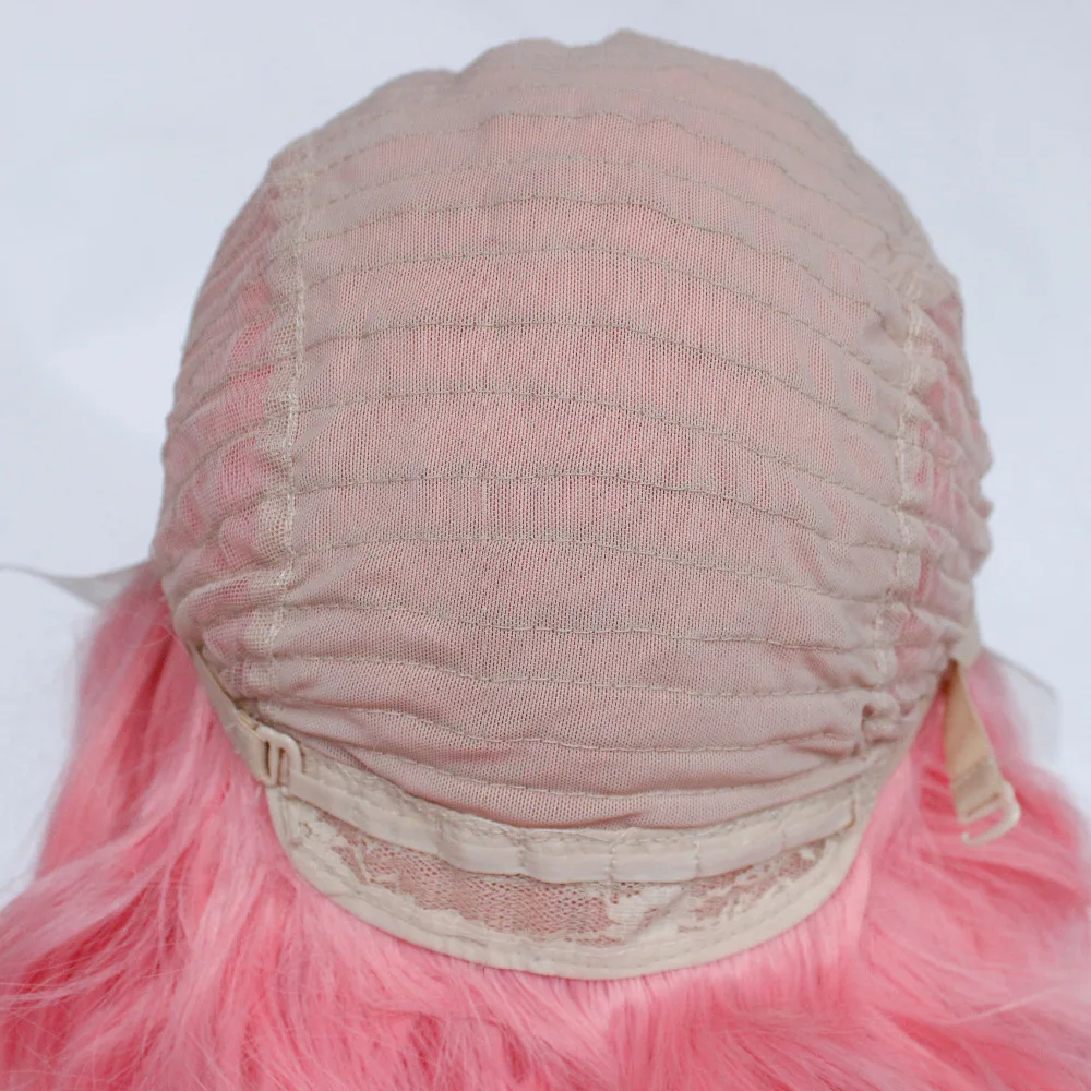 Wavy Hair Wig Lace Front Wigs with Natural Hairline Pink Color High Temperature Fiber Synthetic Wig for Women-8