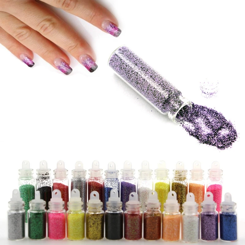 

12 Colors Shine Nail Glitter Powder Dust Manicure Nail Art Decorations Set For Women