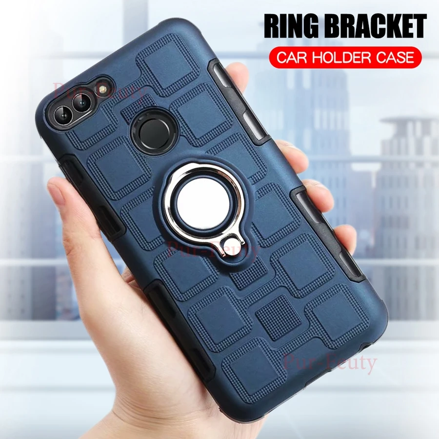 

Case For Huawei P Smart FIG LX1 LA1 Armor Silicone Shockproof Ring Stand high quality fashion slim Back Case For Huawei Enjoy 7S