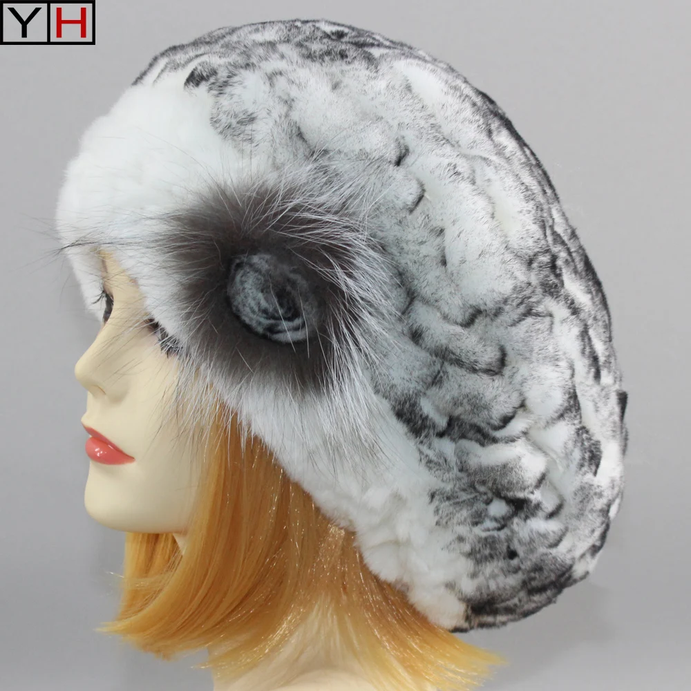 

Hot Sale Lady Winter Warm Genuine Knitted Rex Rabbit Fur Hat Women Fashion Fur Headgear Various Fashion Fur Hats