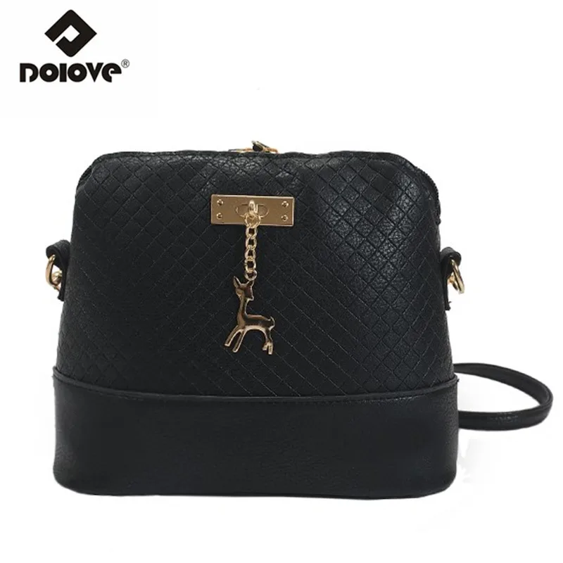 

DOLOVE 2018 New Spring Women Bag Embossed Lattice Shell Deer Handbag Fashion Styling Fawn Single Shoulder Messenger Bag