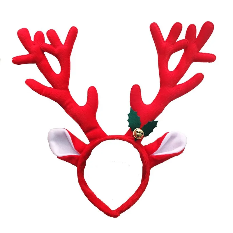 1pc Cute Elk Long Horn Headband Fashionable Cloth Antlers Reindeer Bell