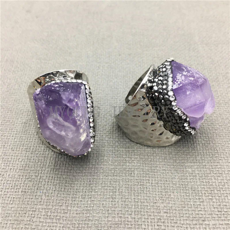 MY0303 Purple Crystal Quartz Rings,Druzy Rings for Jewelry Making (2)
