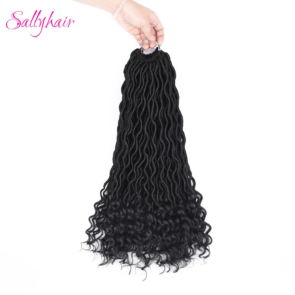 Sallyhair 24 пряди/упаковка Faux locs Curly Ombre цвет плетение волос крючком косы для наращивания волос Синтетический Мягкий свободный конец черный