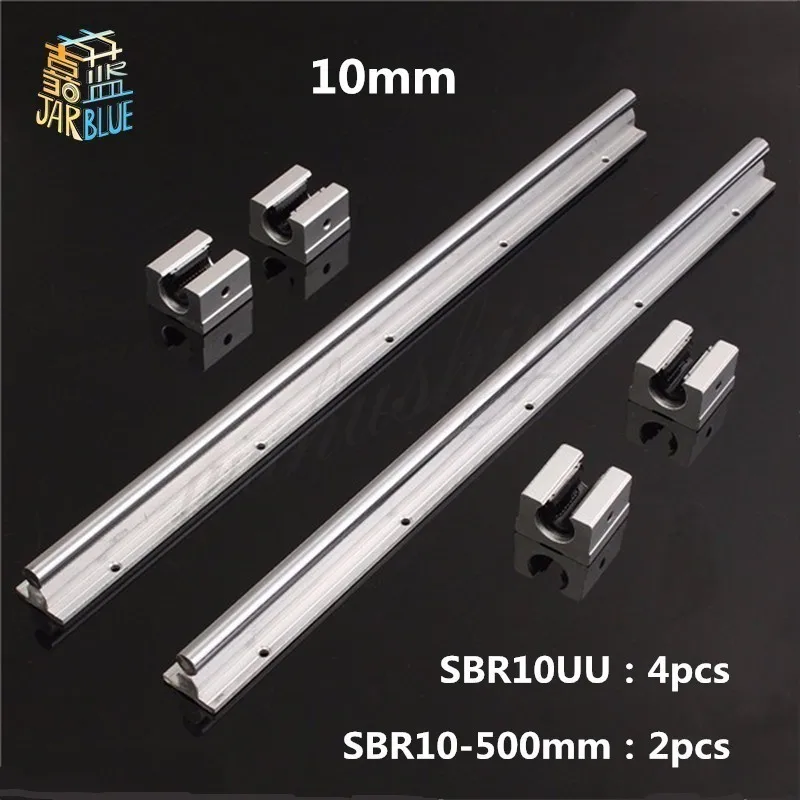 

Free Shipping 2pcs SBR10 L 500mm linear rail support with 4pcs SBR10UU linear guide auminum bearing sliding block cnc parts