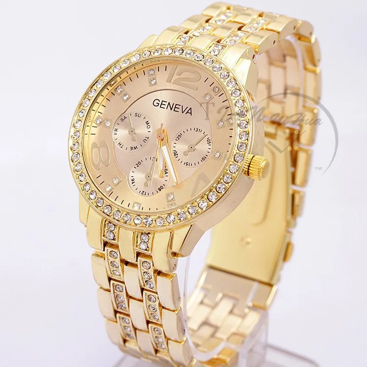 New Women Watch Geneva Watch Women Women Bracelet Watch Geneva Stainless Steel Quartz Watch Military Crystal Casual Analog Watch
