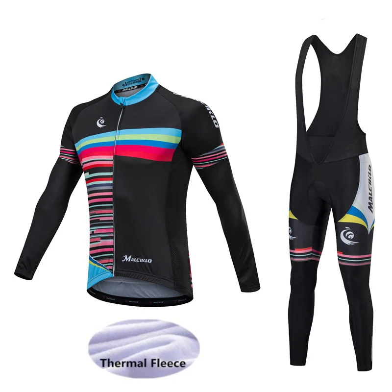 Malciklo Cycling набор зимний термальный флис с длинными рукавами Велоспорт Джерси MTB Maillot гоночный велосипед одежда Ropa Ciclismo