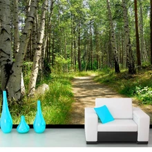 Beibehang Обои Зеленый Лес береза пейзаж ТВ фон стены papel де parede обои для стен 3 d фото настенная роспись