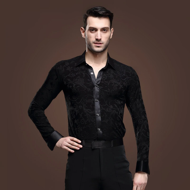 Camisas latinas negras para hombre, ropa de baile de salón, trajes de latino, ropa de escenario para hombre, ropa de salón|latin dance costumes|mens latin shirtslatin - AliExpress