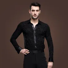 black mens latin shirts dance top mens ballroom dancewear men’s latin dance costumes stage clothing for men ballroom clothes