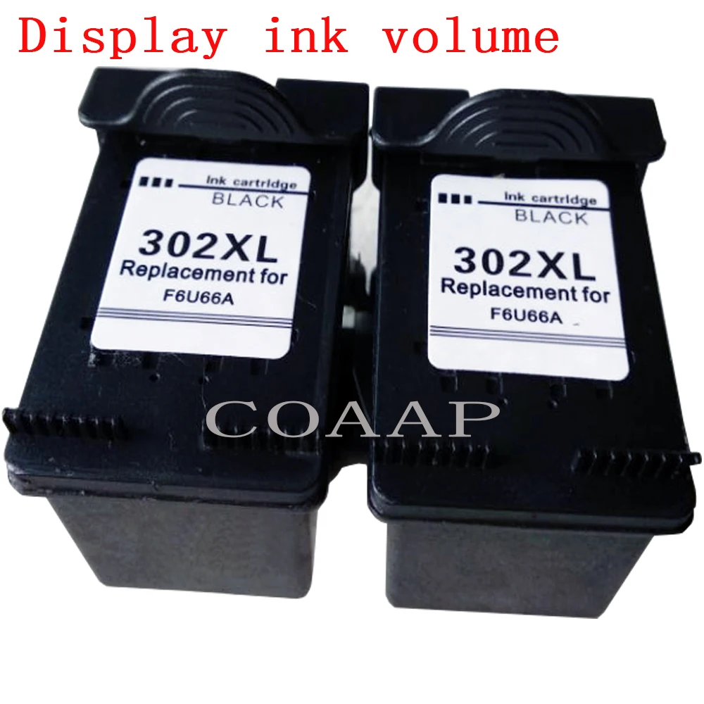 2pk Refilled ink cartridge for hp 302 XL F6U68AE Black For HP Deskjet