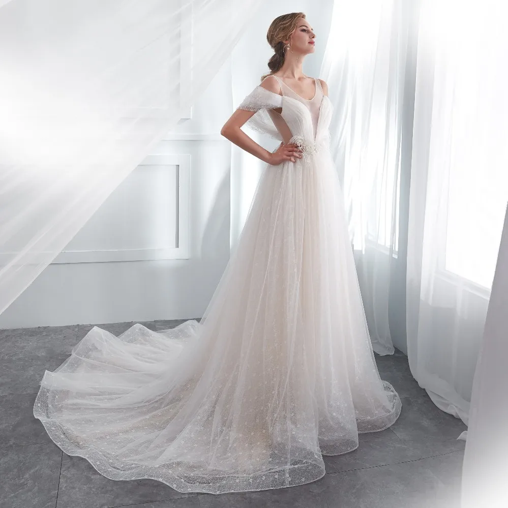 Vivian's Bridal 2018 летнее романтичное свадебное платье с открытой спиной и открытыми