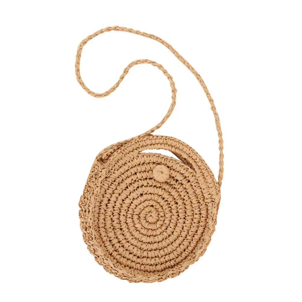 

Round Straw Beach Bag Summer Mini Vintage Handmade Crossbody Bag Girls Circle Rattan Bags WML99